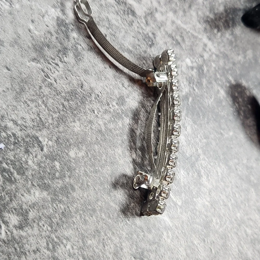 Vintage Aurora Borealis AB Rhinestone Double Row Hair Barrette Silver Tone Clip